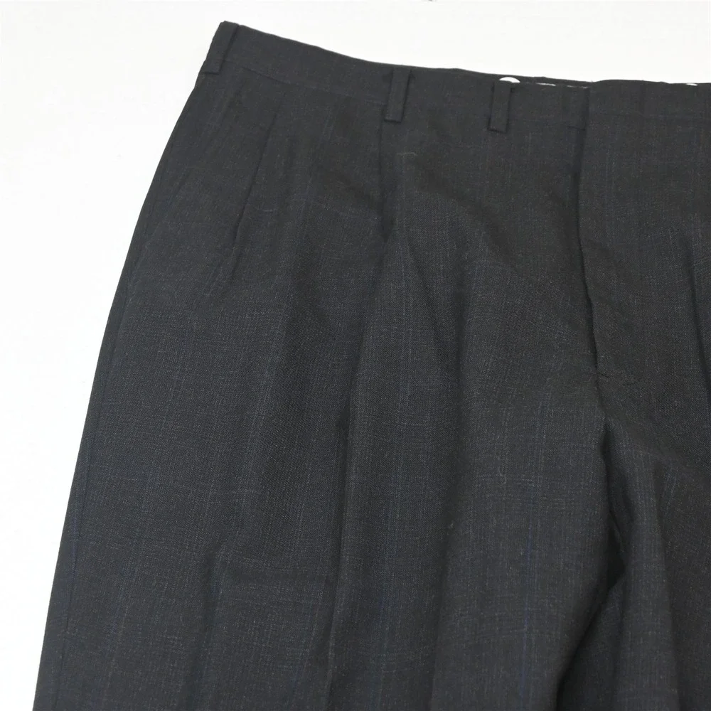 Vtg USA Made Hart Marx 44R 36x32 Gray Glenn Check 100% Wool Mens Suit